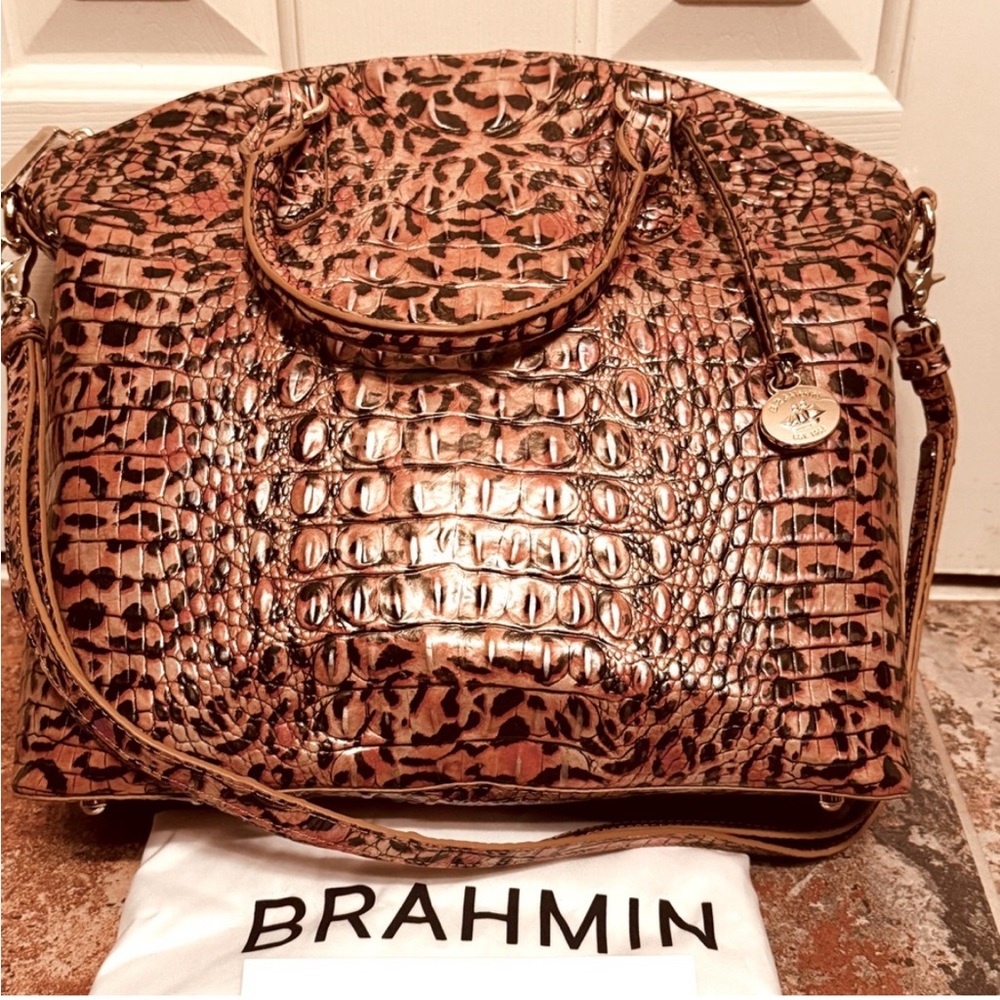 🐅WOW! FABULOUS & RARE! BRAHMIN LEOPARD CUB MELBOURNE LARGE DUXBURY SATCHEL.